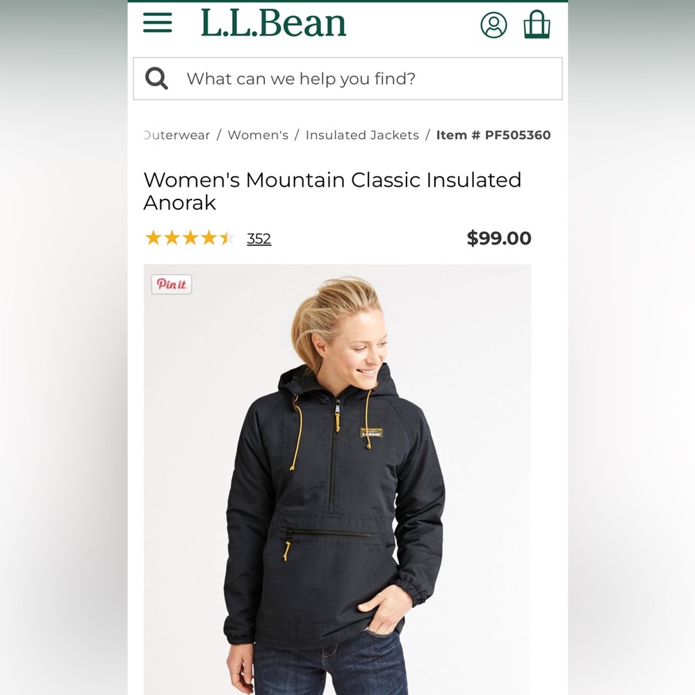 L.L. Bean Mountain Classic Insulated Anorak